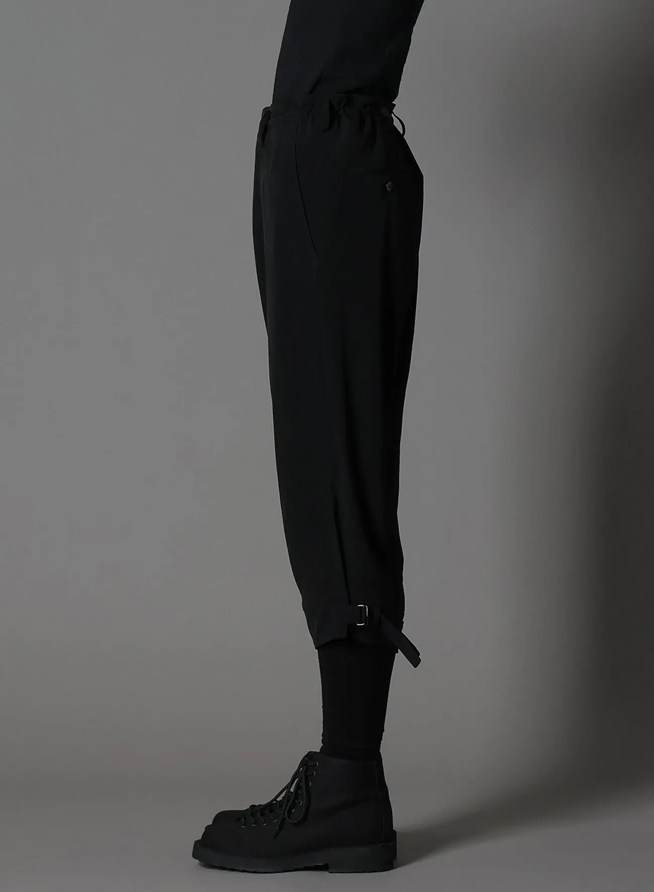 CREPE DE CHINE HEM BELT PANTS