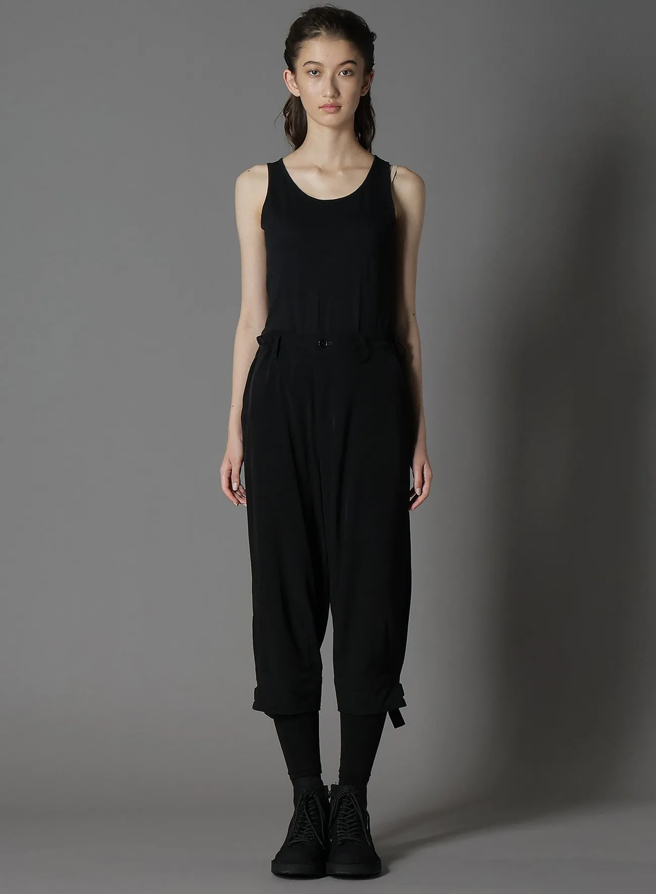 CREPE DE CHINE HEM BELT PANTS