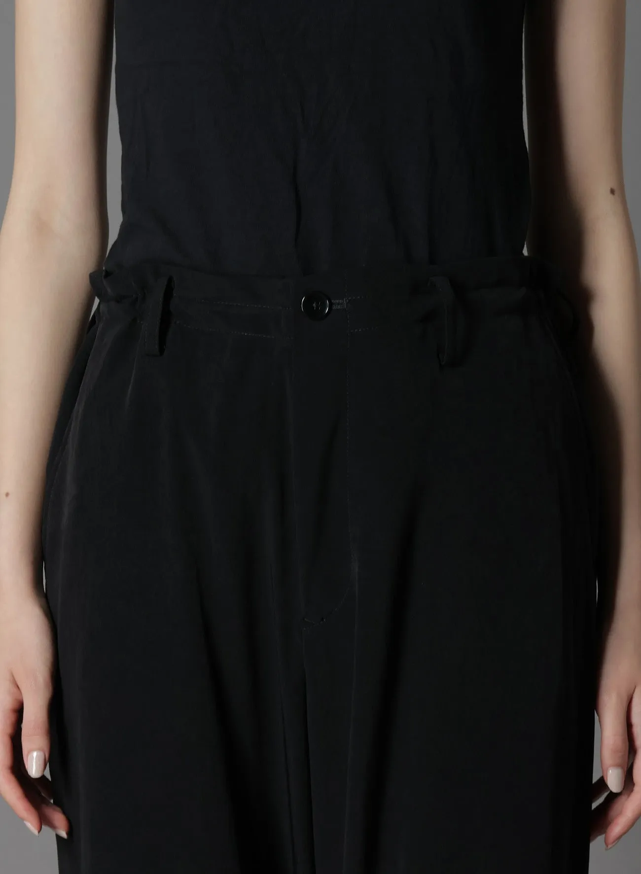 CREPE DE CHINE HEM BELT PANTS