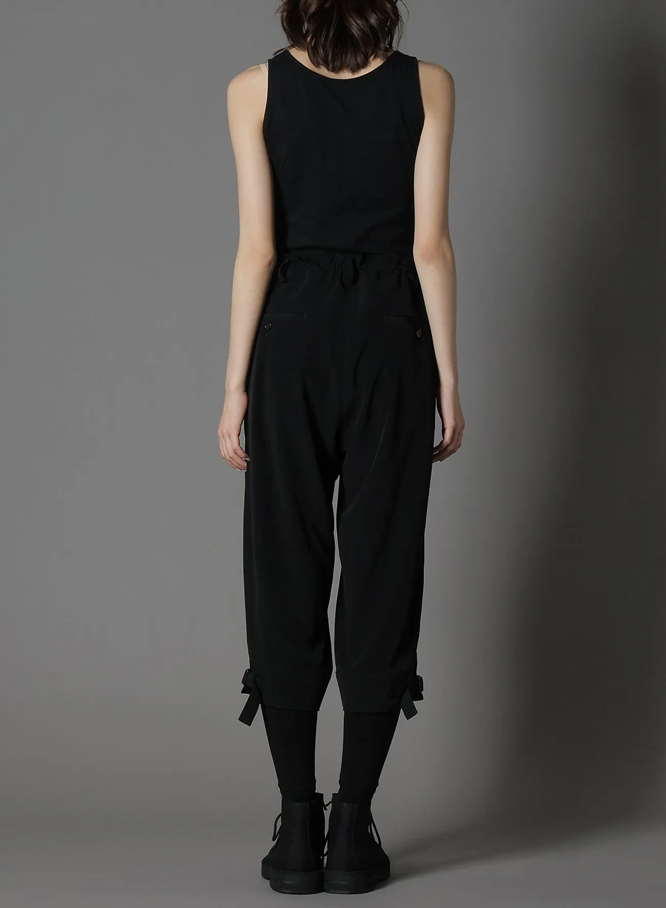 CREPE DE CHINE HEM BELT PANTS