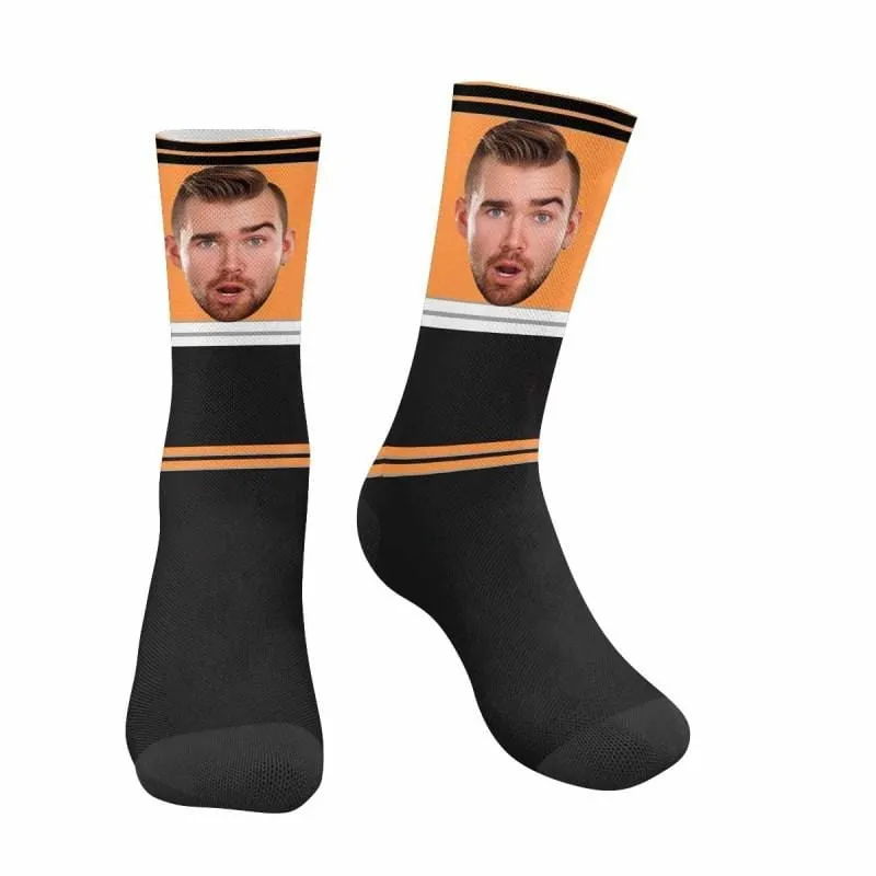 Custom Face Football Team Blue Socks