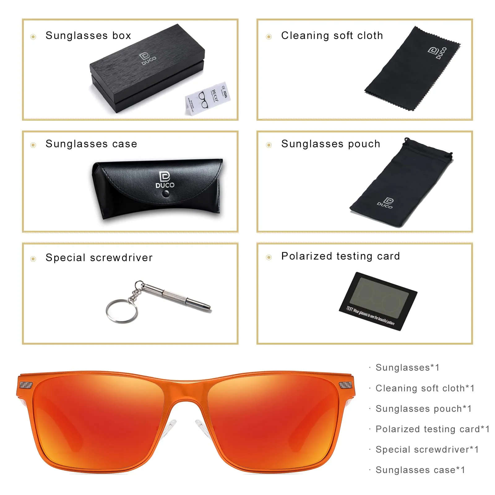 DUCO Polarized Sunglasses Sports Shades 100%UV Protection 8207