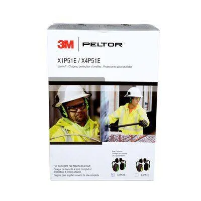 Earmuffs - 3M PELTOR X Series Earmuff, Full Brim Hard Hat Attached, Electrically Insulated, (Case of 10 pairs), X1P51E