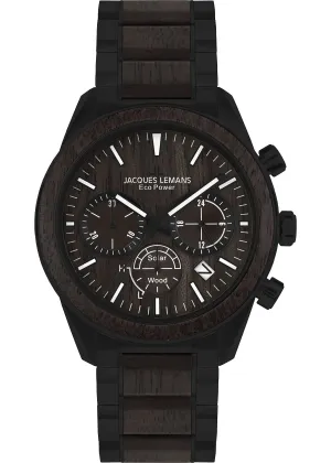 Eco Power Solar Wood Chronograph Black Men's Bracelet Watch