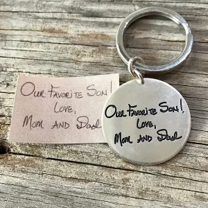 Engraved Sterling Silver Round Keychain