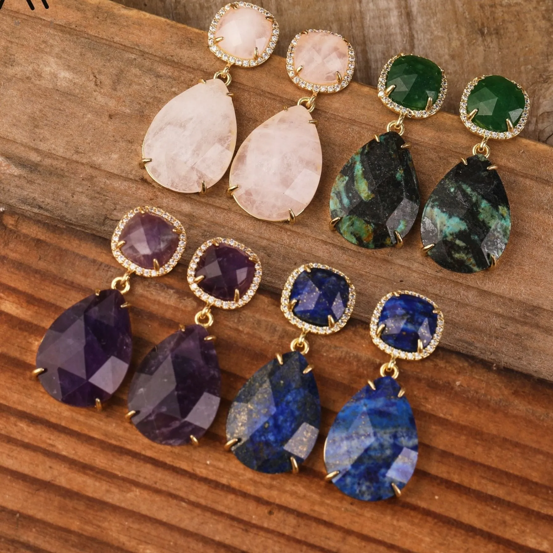 Gemstone Teardrop Earrings