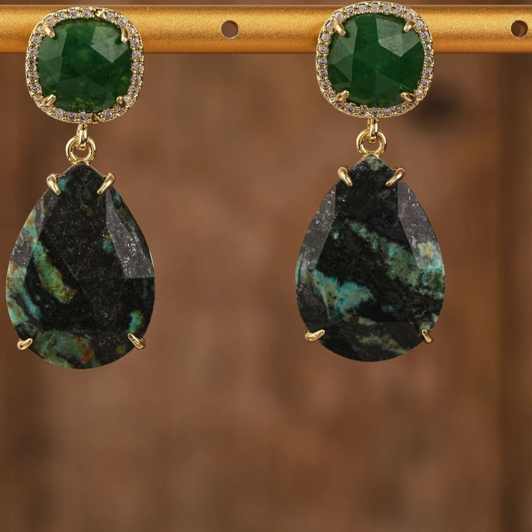 Gemstone Teardrop Earrings