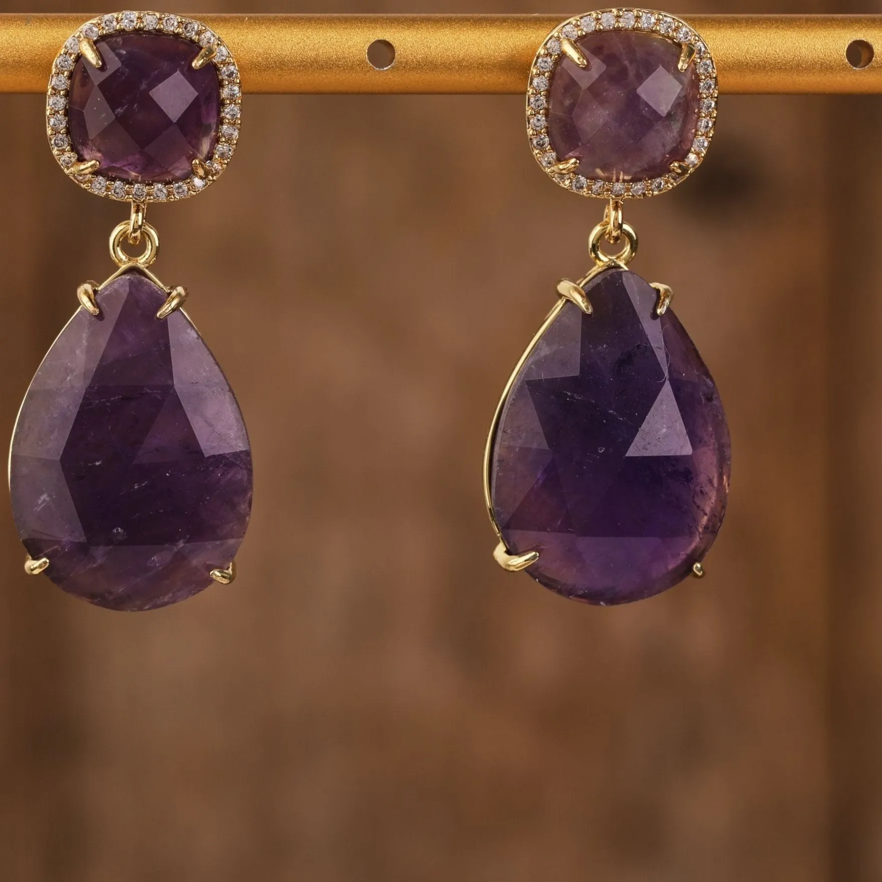 Gemstone Teardrop Earrings