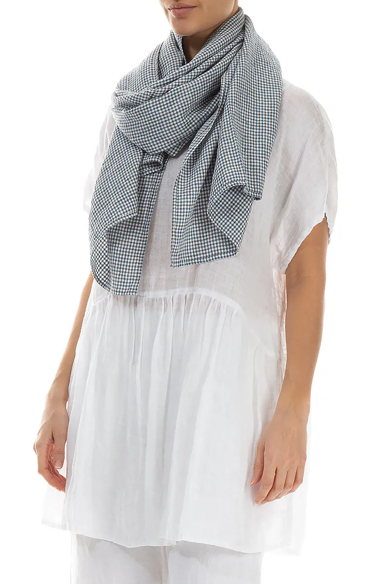 Gingham Check Linen Scarf