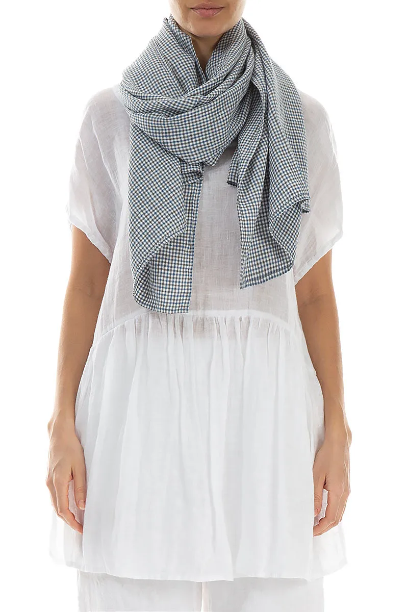 Gingham Check Linen Scarf