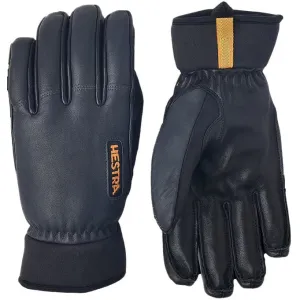 Hestra Mens Ski Gloves Army Leather Wool Terry 5 Finger Grey
