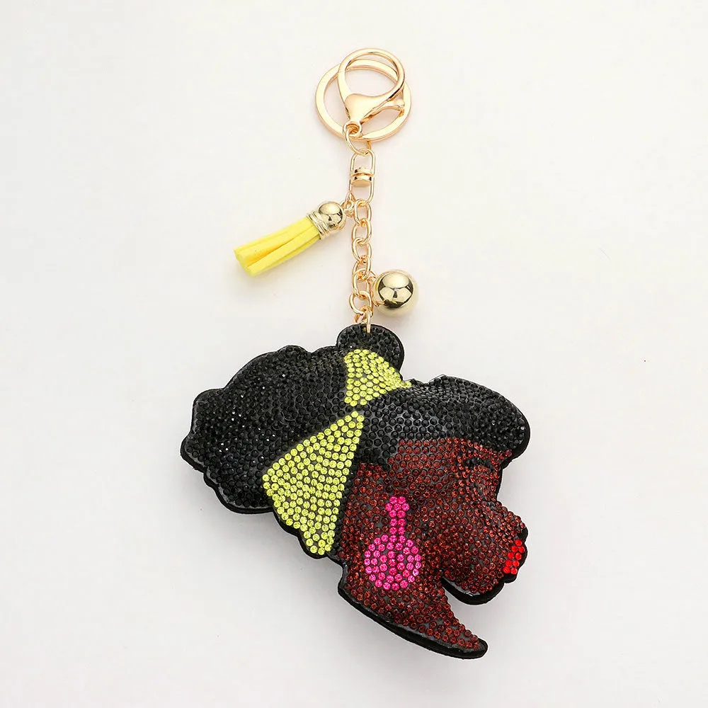 iLLASPARKZ Bling Afro Girl Tassel Keychain