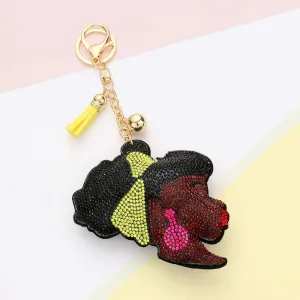iLLASPARKZ Bling Afro Girl Tassel Keychain