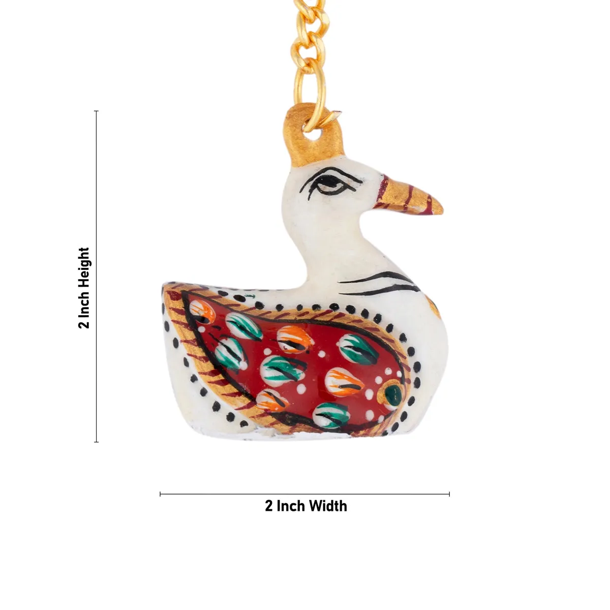 Key Chain - 2 x 2 Inches | Duck Design Key Ring/ Metal & Painted Key Holder for Car & Bike