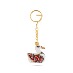 Key Chain - 2 x 2 Inches | Duck Design Key Ring/ Metal & Painted Key Holder for Car & Bike