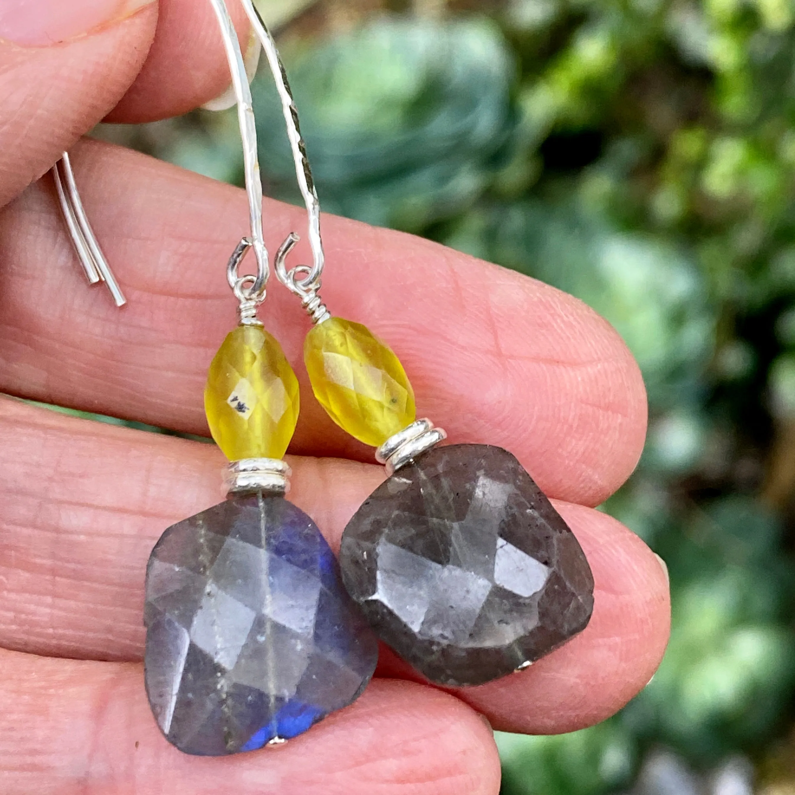 Labradorite & Korean Jade Dangle Earrings