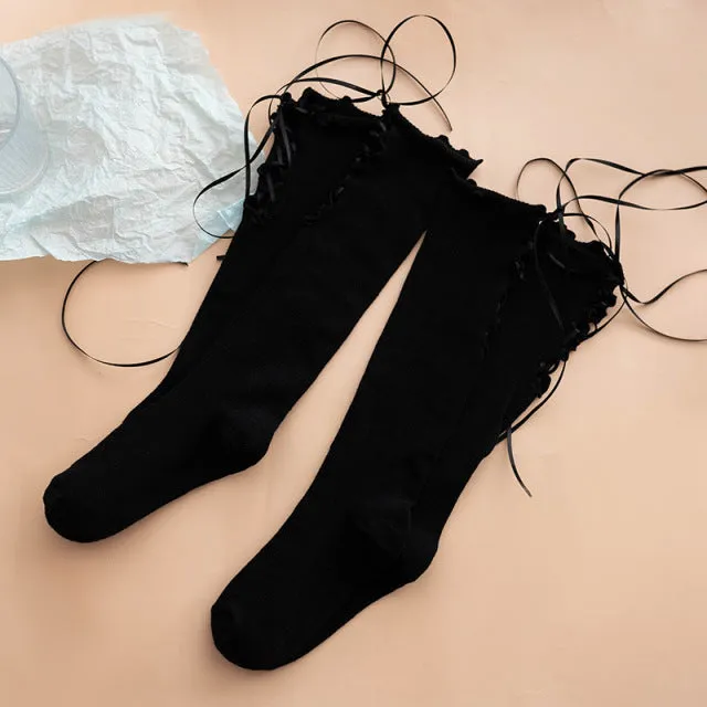 Lace-up Hollow Cute Calf Socks