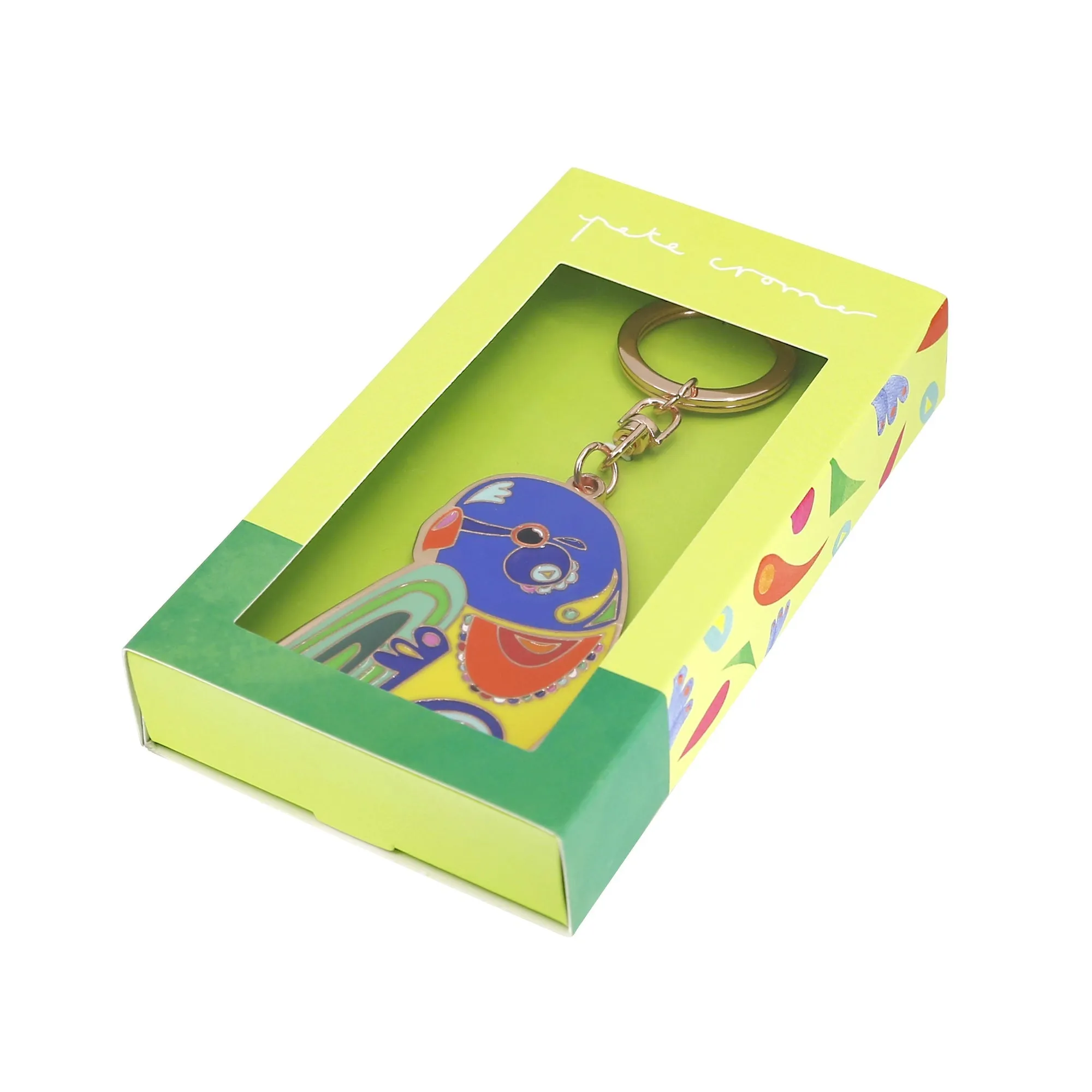 Lorikeet Keychain - rose gold metal