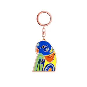 Lorikeet Keychain - rose gold metal