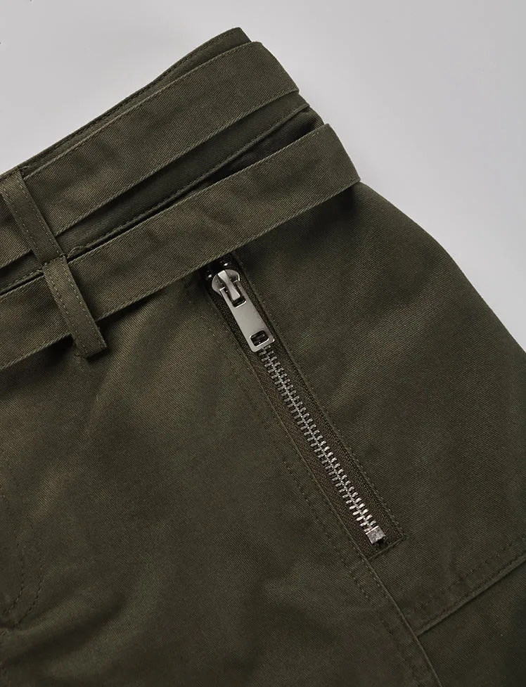 Low Waist Double Belts Zipper Skirt