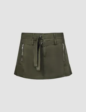 Low Waist Double Belts Zipper Skirt