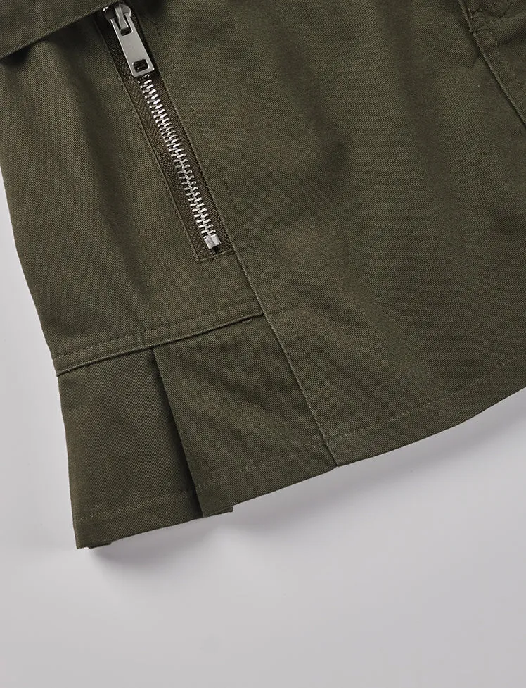 Low Waist Double Belts Zipper Skirt