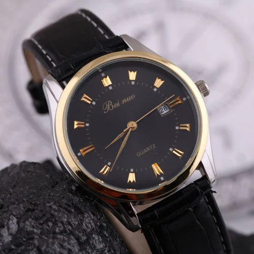 Men Luxury Brand Beinuo Quartz Watches Men Leather Watch Casual Wristwatch Male Clock