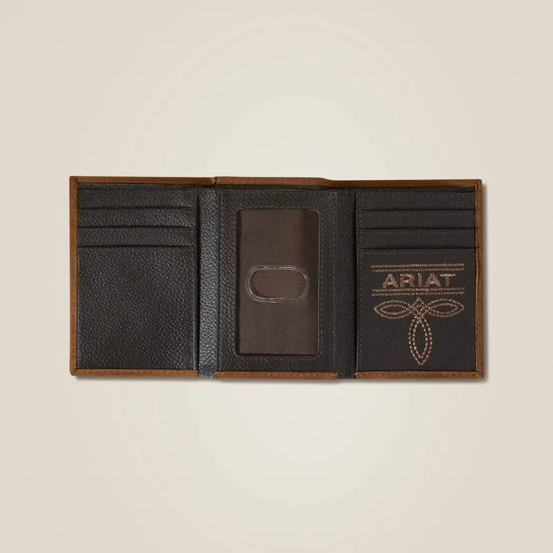 MF Ariat Mens Flag Shield Trifold Wallet Style 1005113