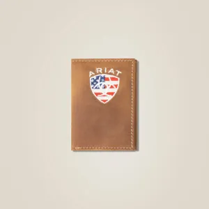 MF Ariat Mens Flag Shield Trifold Wallet Style 1005113