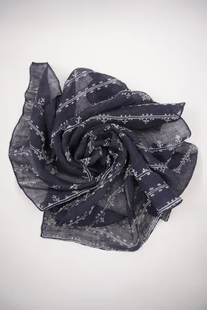 Navy Pattern Neck Scarf