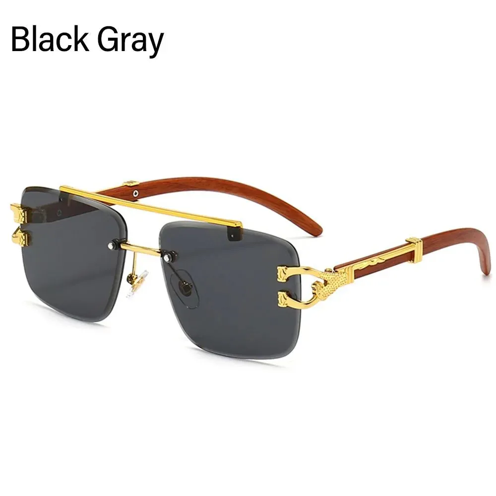 New Fashion Cheetah Head Sunglasses Rimless Sunglasses Rectangle Sunglasses Men & Women UV Protection Eyewear UV400