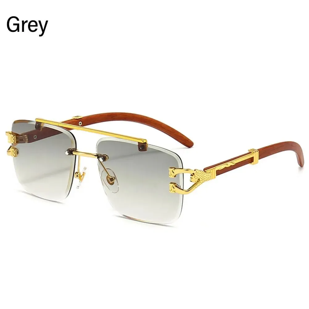 New Fashion Cheetah Head Sunglasses Rimless Sunglasses Rectangle Sunglasses Men & Women UV Protection Eyewear UV400