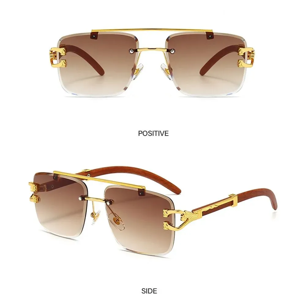New Fashion Cheetah Head Sunglasses Rimless Sunglasses Rectangle Sunglasses Men & Women UV Protection Eyewear UV400