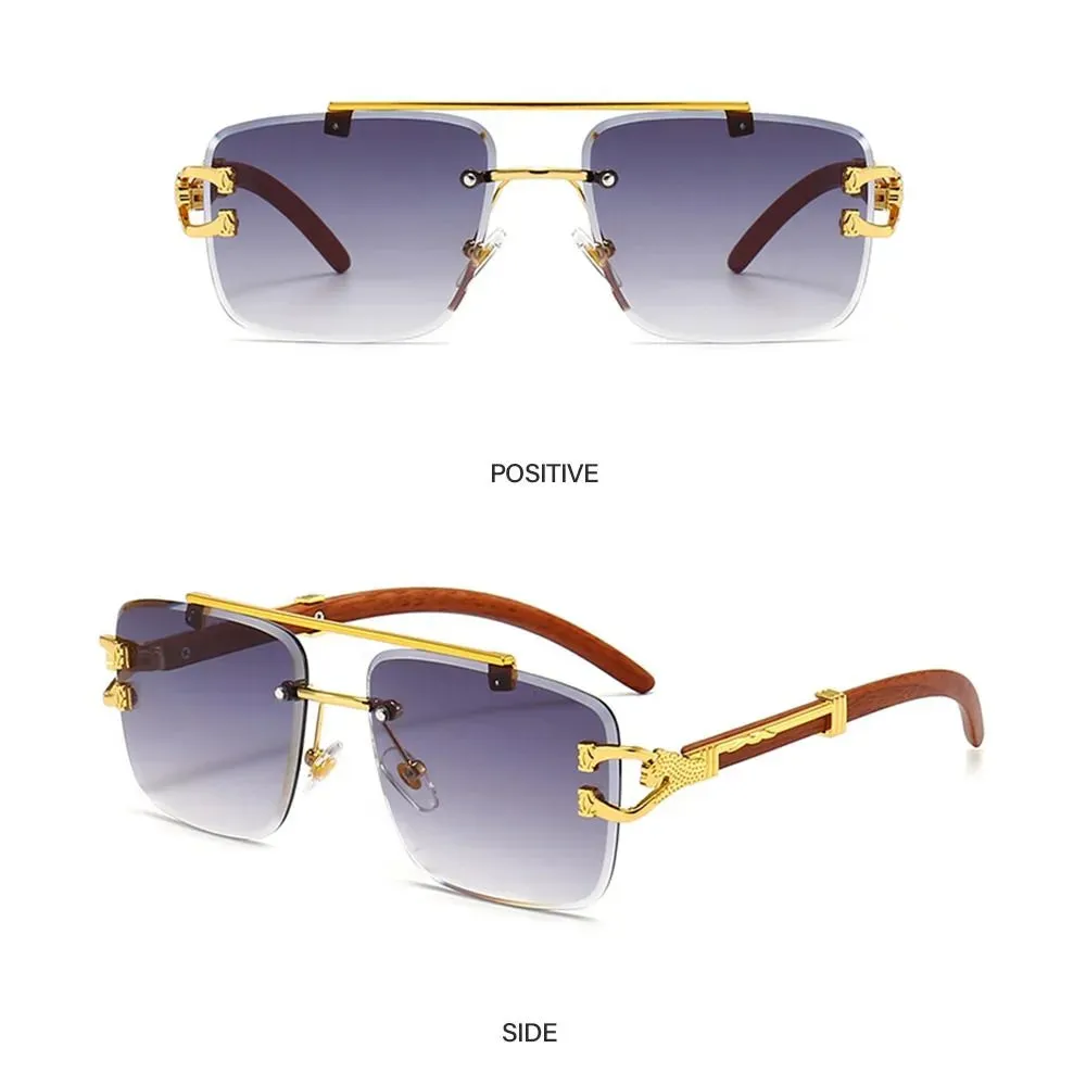 New Fashion Cheetah Head Sunglasses Rimless Sunglasses Rectangle Sunglasses Men & Women UV Protection Eyewear UV400