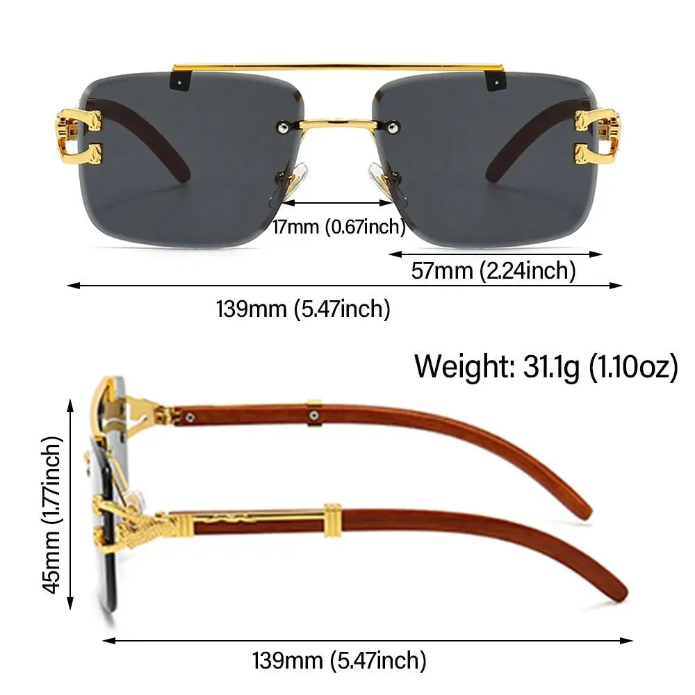 New Fashion Cheetah Head Sunglasses Rimless Sunglasses Rectangle Sunglasses Men & Women UV Protection Eyewear UV400