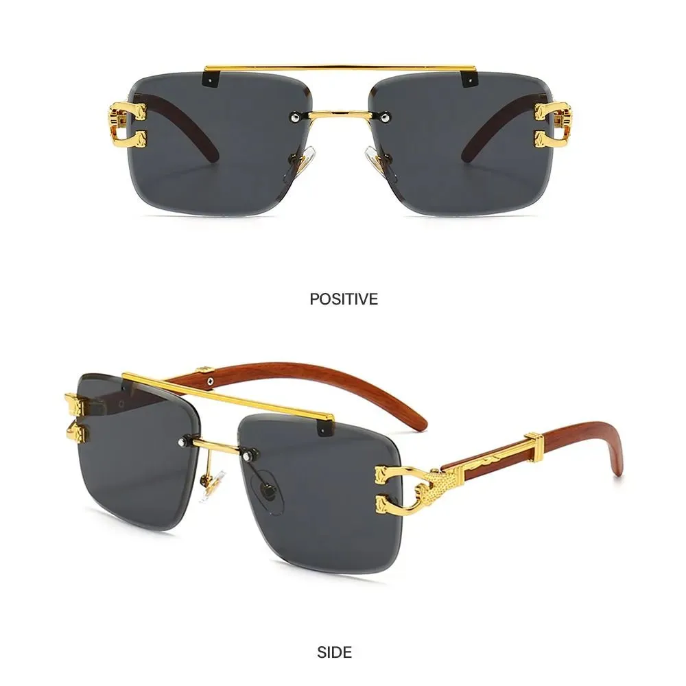 New Fashion Cheetah Head Sunglasses Rimless Sunglasses Rectangle Sunglasses Men & Women UV Protection Eyewear UV400