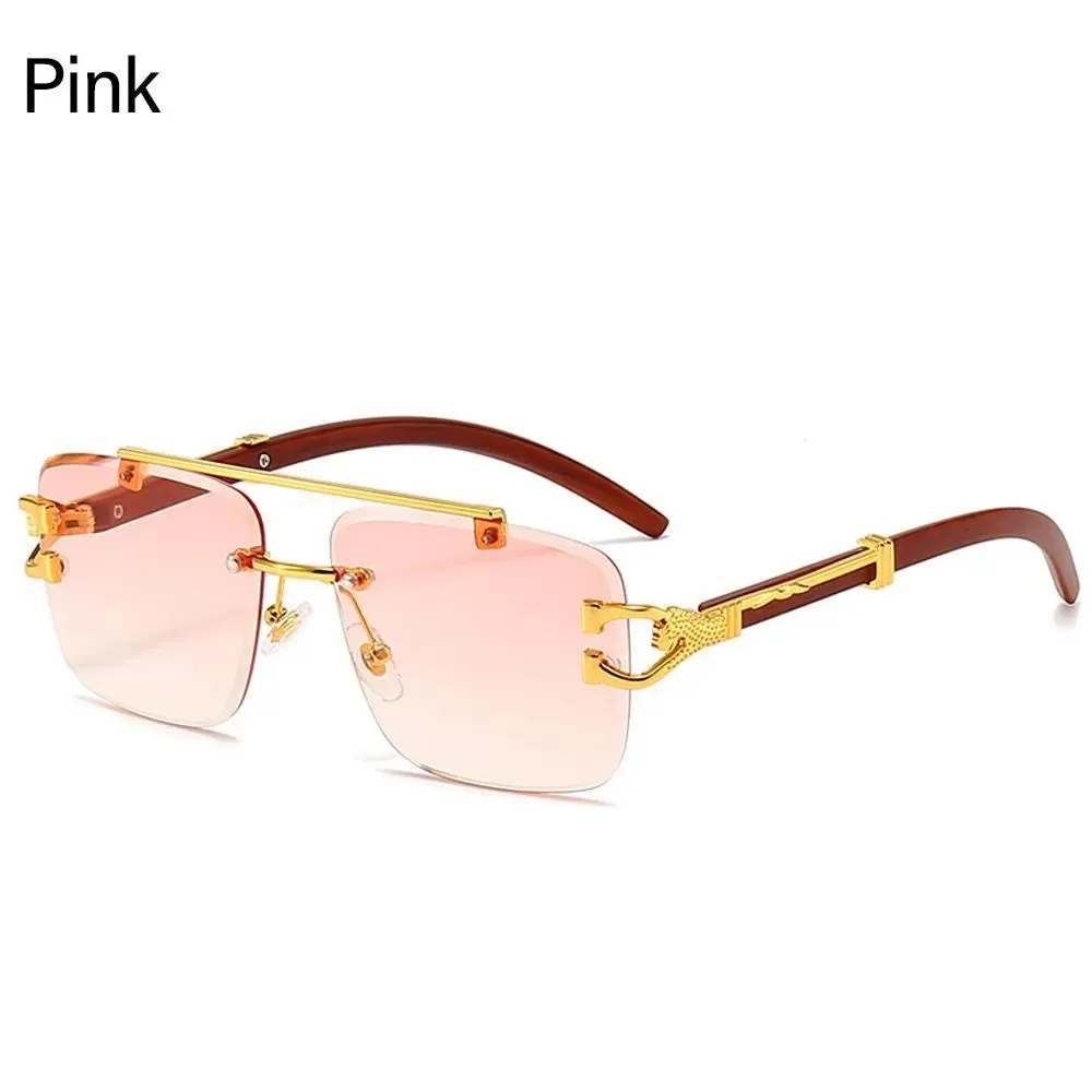 New Fashion Cheetah Head Sunglasses Rimless Sunglasses Rectangle Sunglasses Men & Women UV Protection Eyewear UV400