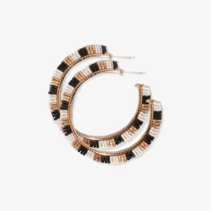 Nora Striped Hoop Earring | Ink   Alloy