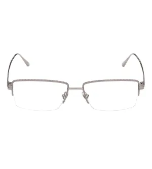 Omega Men's Shiny Gunmetal Rectangular Optical Frame