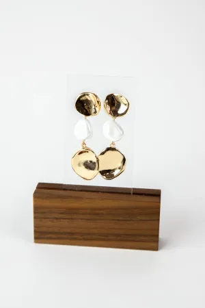 Organic Pearl & Disk Dangle Earrings, Gold/Cream