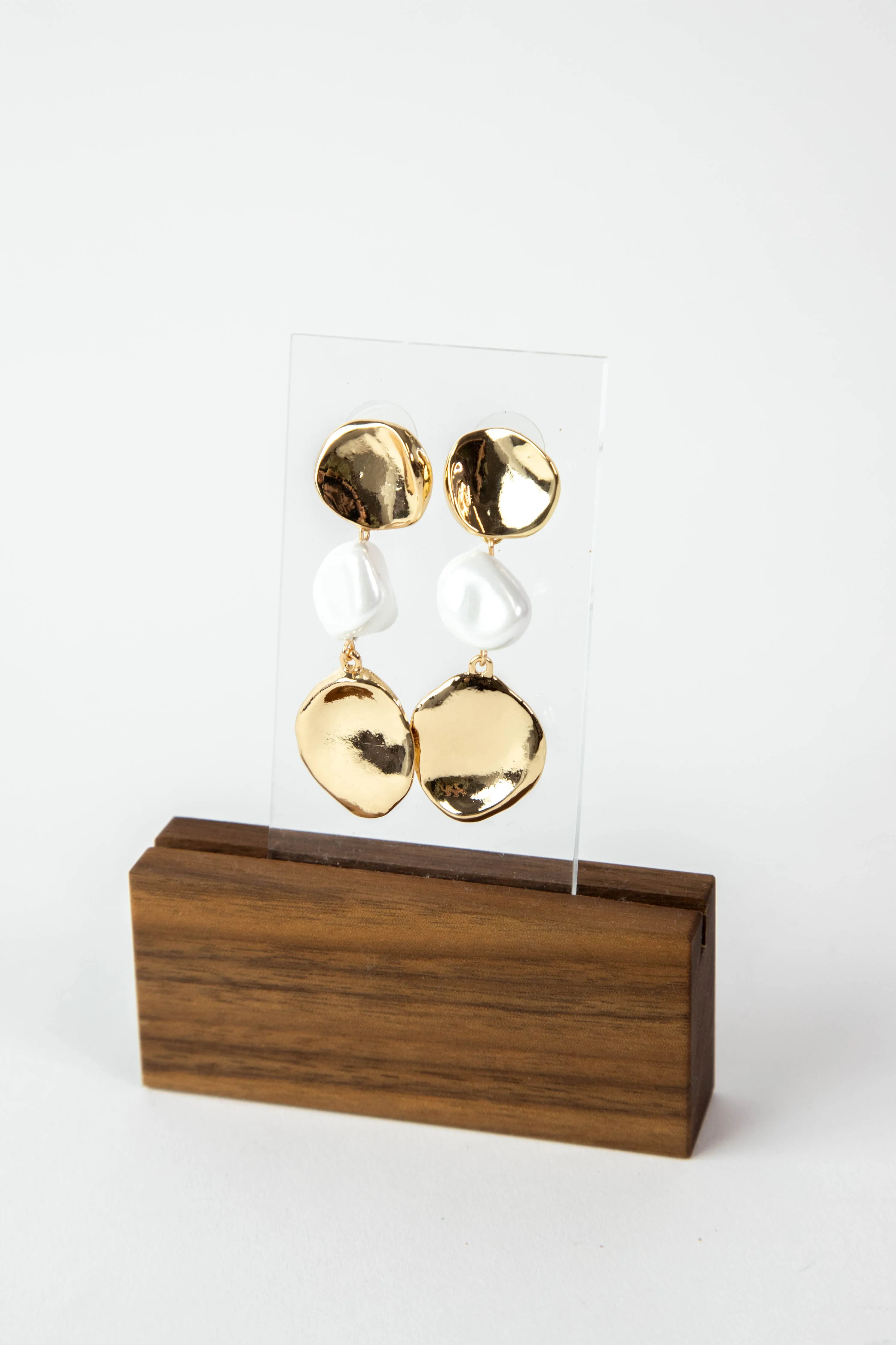 Organic Pearl & Disk Dangle Earrings, Gold/Cream