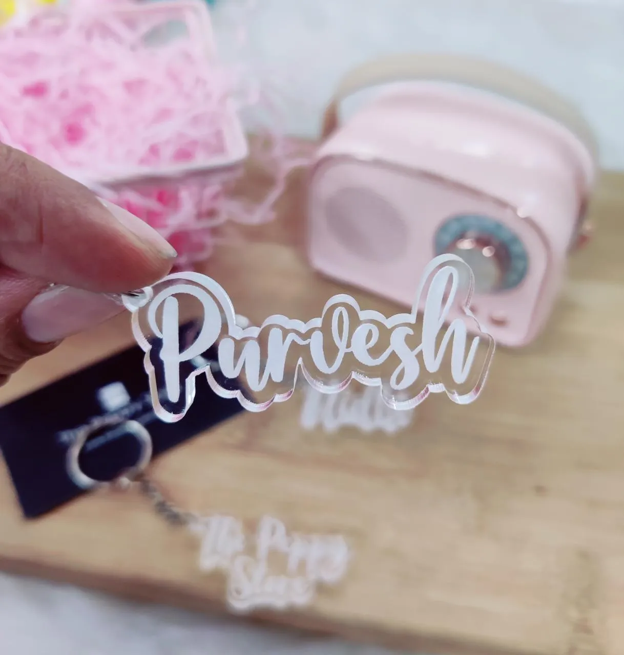 Personalised Acrylic Name Keychains - Engraved ( Prepaid orders Only)