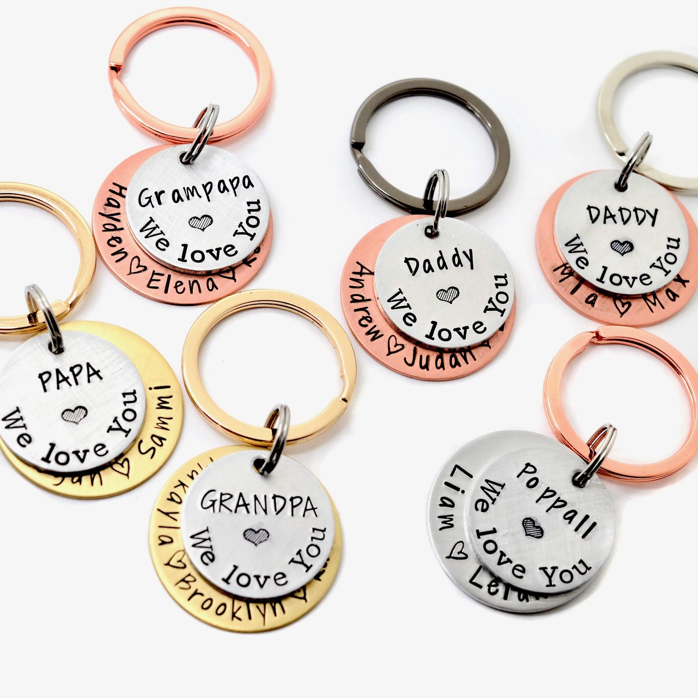 Personalized Father's Day Keychain - Gift for Dad or Grandpa - Mixed Metal Key Chain
