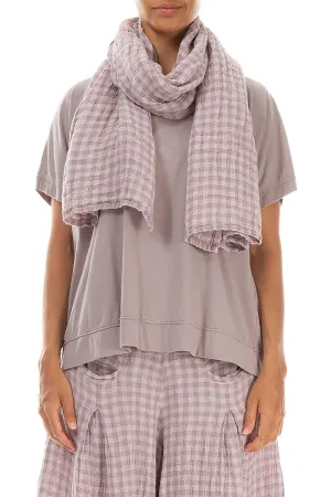 Pink Check Linen Scarf