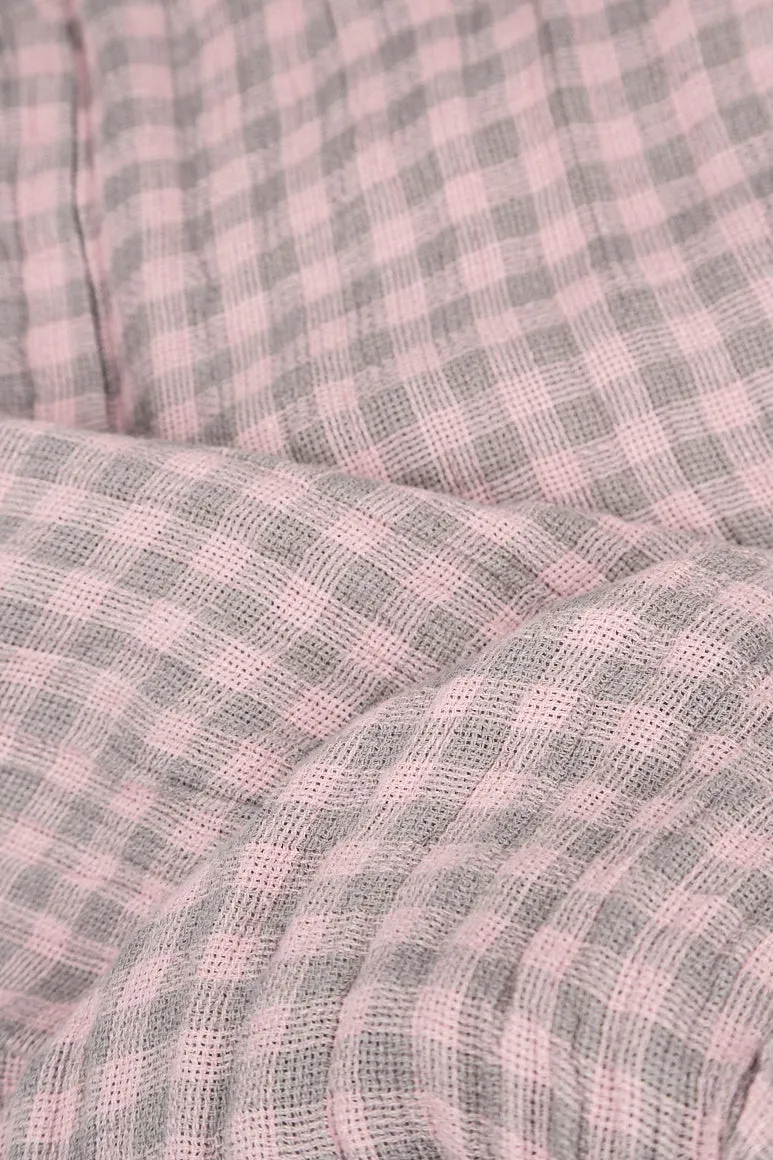 Pink Check Linen Scarf
