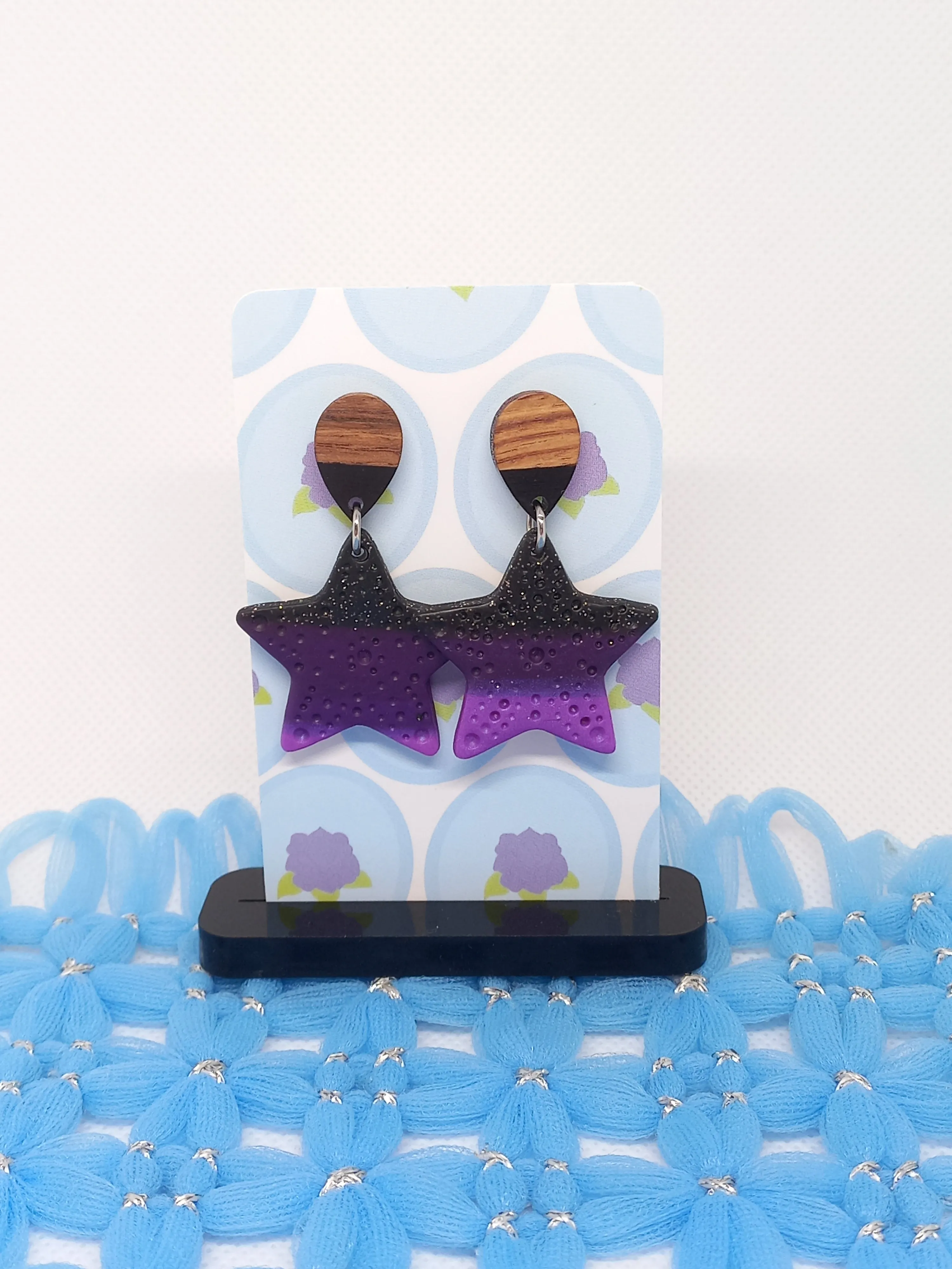 Purple & Black Large Starfish Earrings | Sea Critters