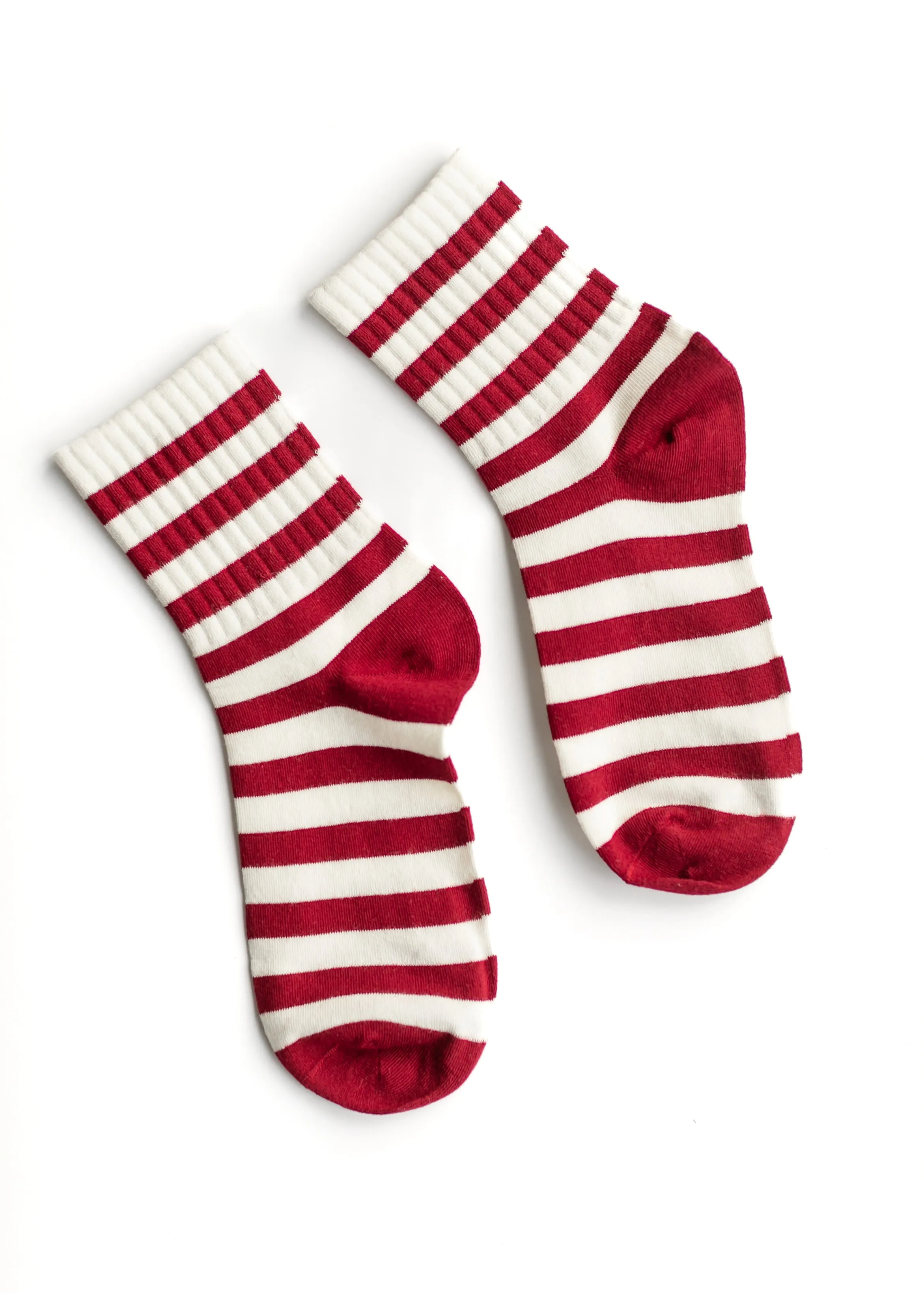 Red Striped Mid-Calf Socks
