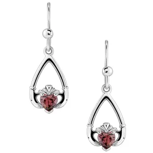Retired JUNE Birthstone Silver Claddagh Earrings LS-BSEV2-6
