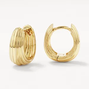 Ribbed Dome Huggie Earrings in Gold