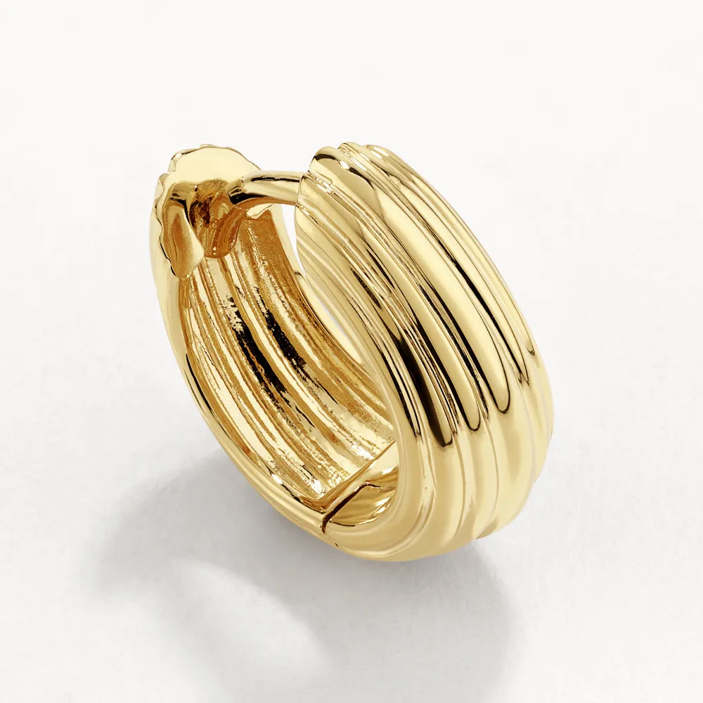 Ribbed Dome Huggie Earrings in Gold